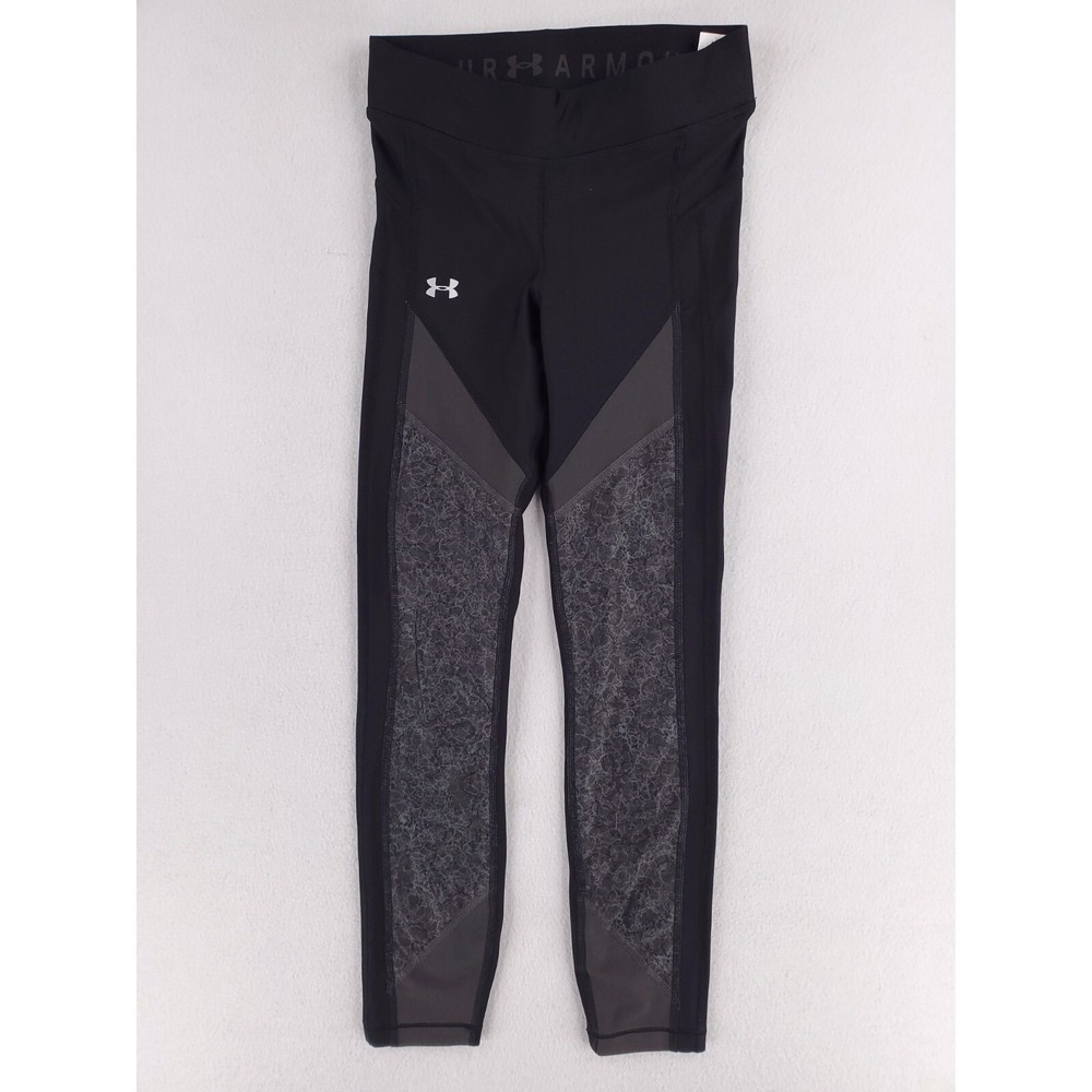 Under Armour Compression Pants Womens XS Black Ankle Legging Abstract Yoga